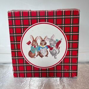 Vintage Mikasa Red and Green Plaid Children’s 3PC Dinning Set “Do-Re-Mi”